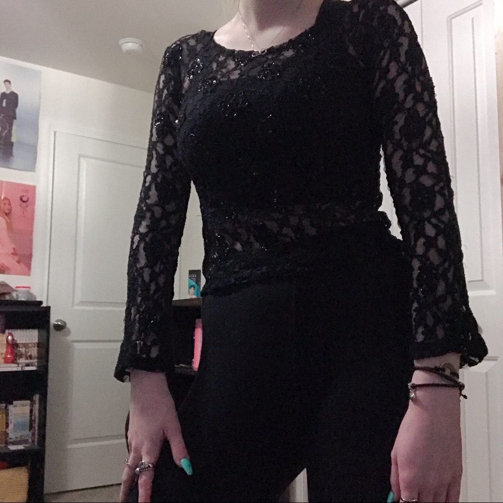 Mesh Top With Lace Detailing